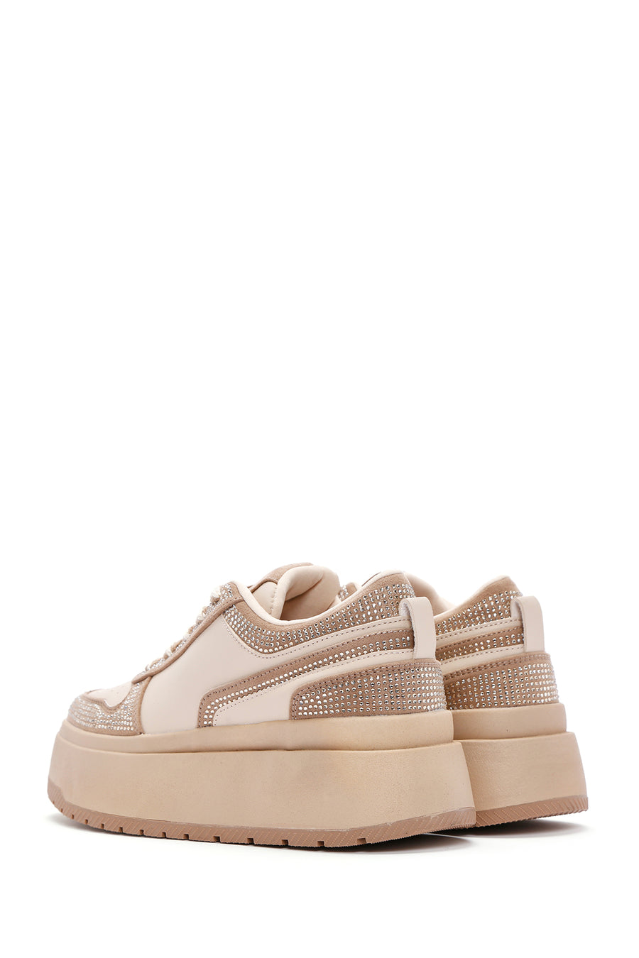 Women's Beige Thick Soled Stone Laced Sneaker