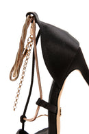 Women's Black Ankle Chain-Tied Thin Heel Sandals | Derimod