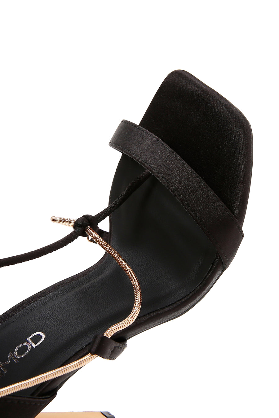 Women's Black Ankle Chain-Tied Thin Heel Sandals