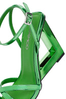 Women's Green Ankle Buckle Wedge Heel Metallic Sandals | Derimod