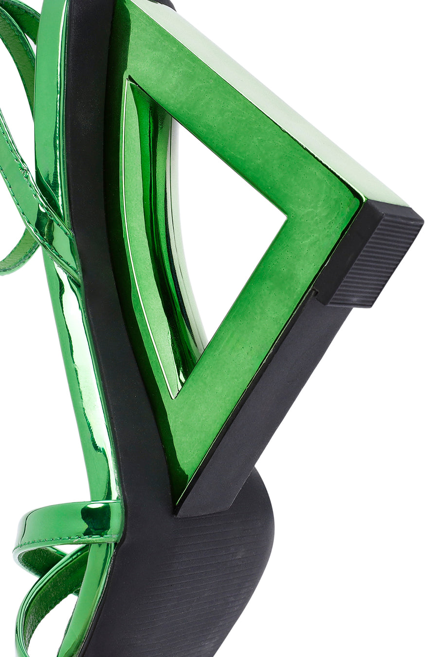 Women's Green Ankle Buckle Wedge Heel Metallic Sandals