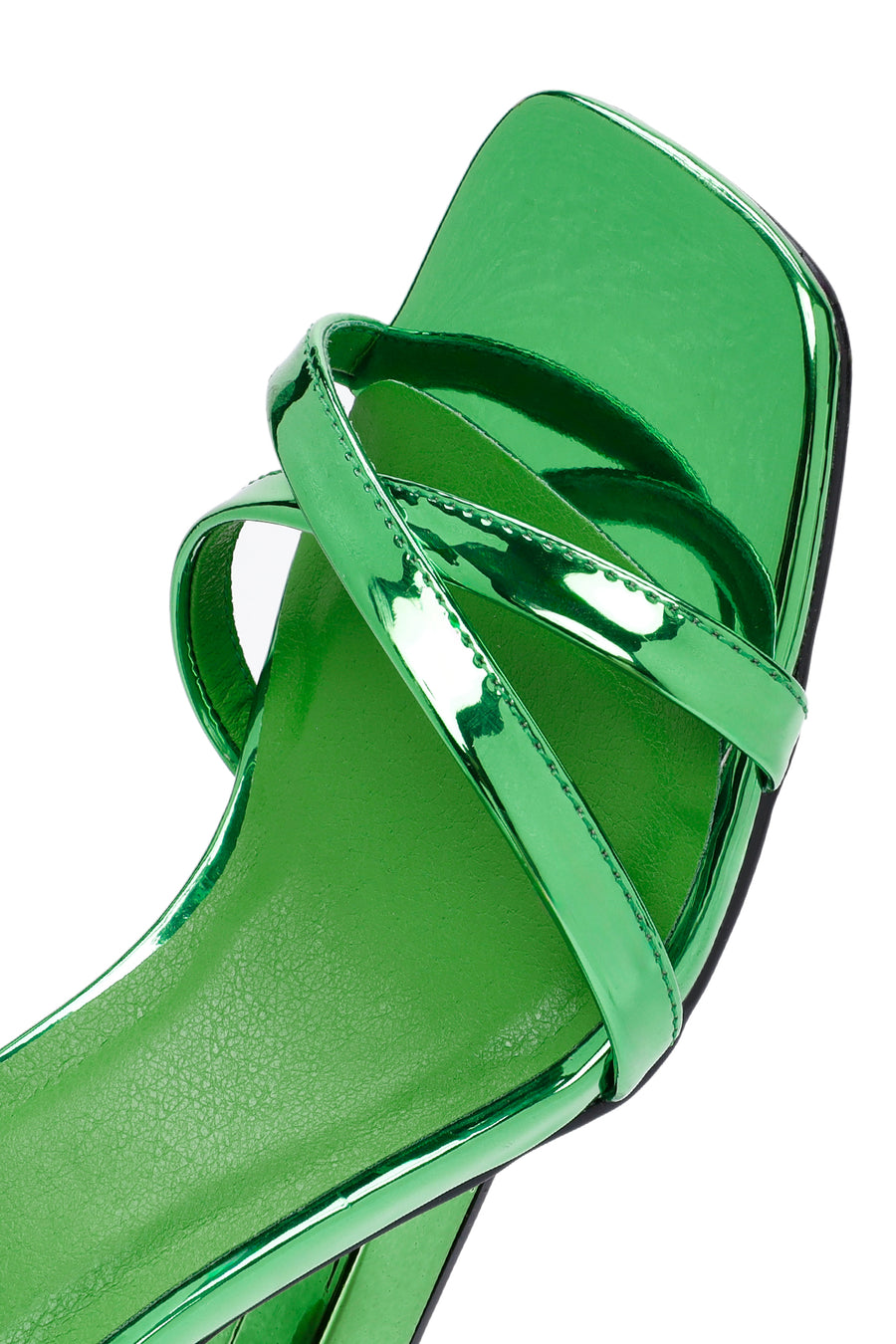 Women's Green Ankle Buckle Wedge Heel Metallic Sandals