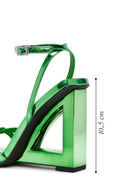 Women's Green Ankle Buckle Wedge Heel Metallic Sandals | Derimod