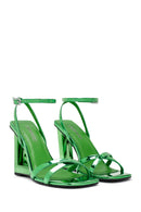 Women's Green Ankle Buckle Wedge Heel Metallic Sandals | Derimod