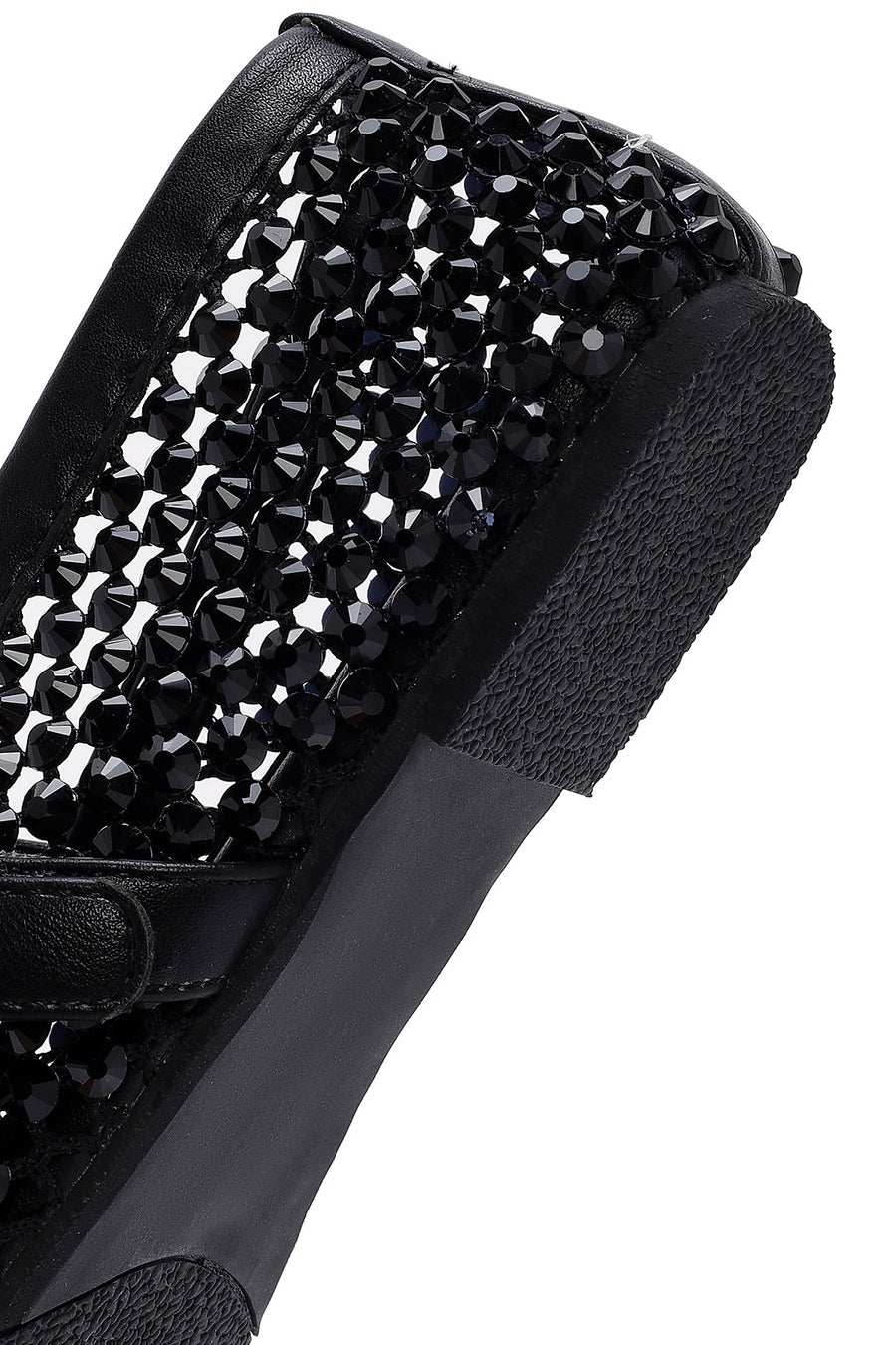 Women's Black Stone Studded Ballet Flats
