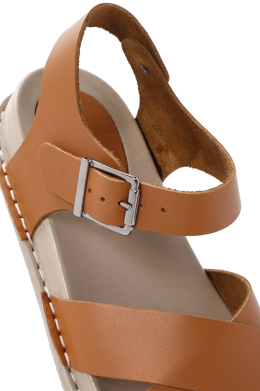 Women's Tan Ankle Strap Leather Sandals