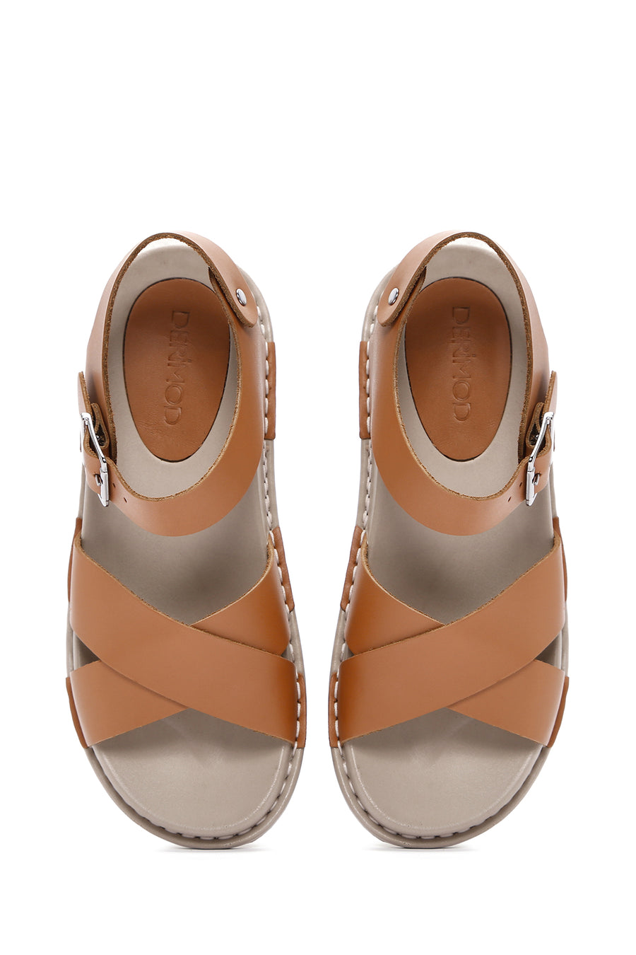 Women's Tan Ankle Strap Leather Sandals