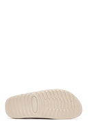 Women's Gray Buckle Leather Comfort Slippers | Derimod