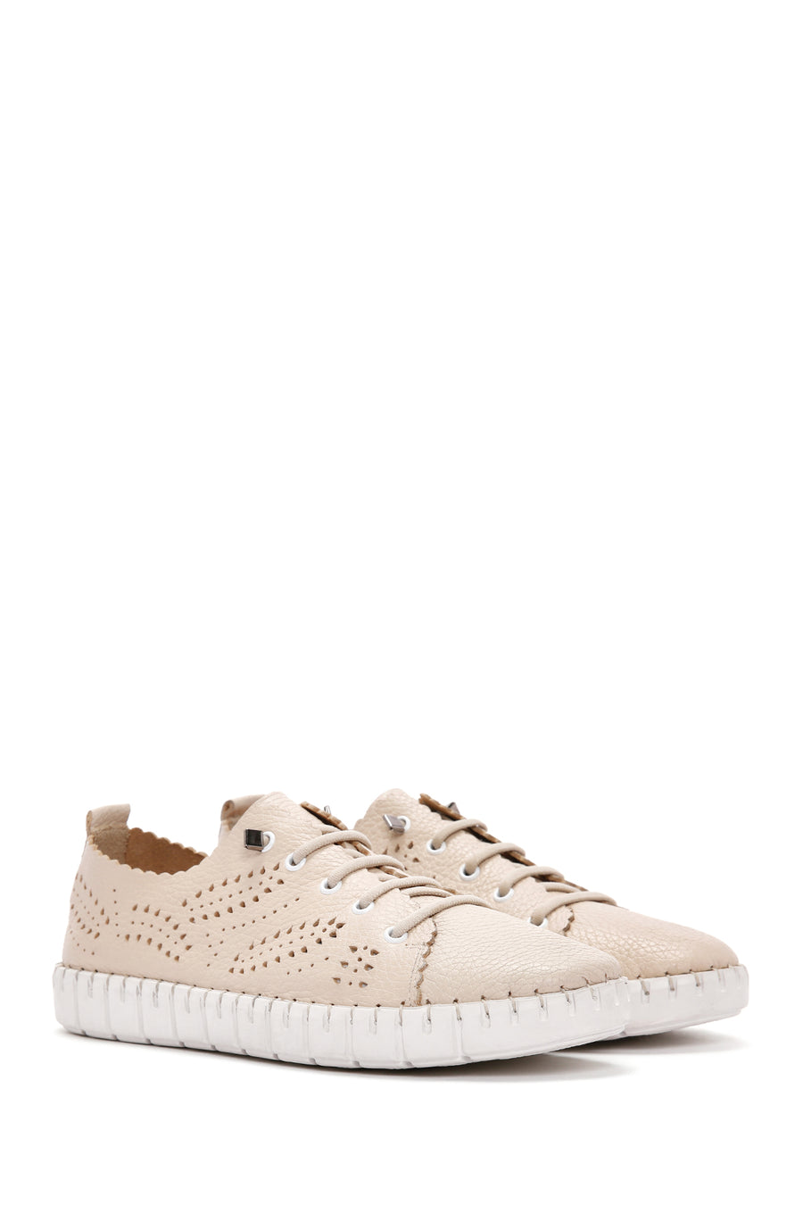 Women's Beige Leather Comfort Shoes