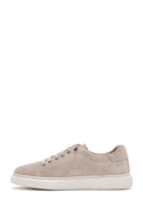 Women's Beige Lace-Up Suede Leather Sneaker | Derimod