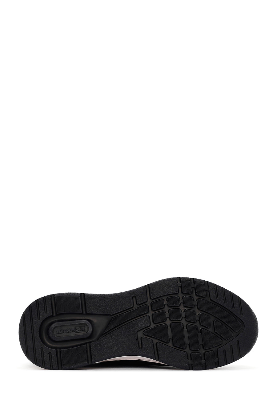 Women's Black Lace-up Thick-Sole Leather Sneaker