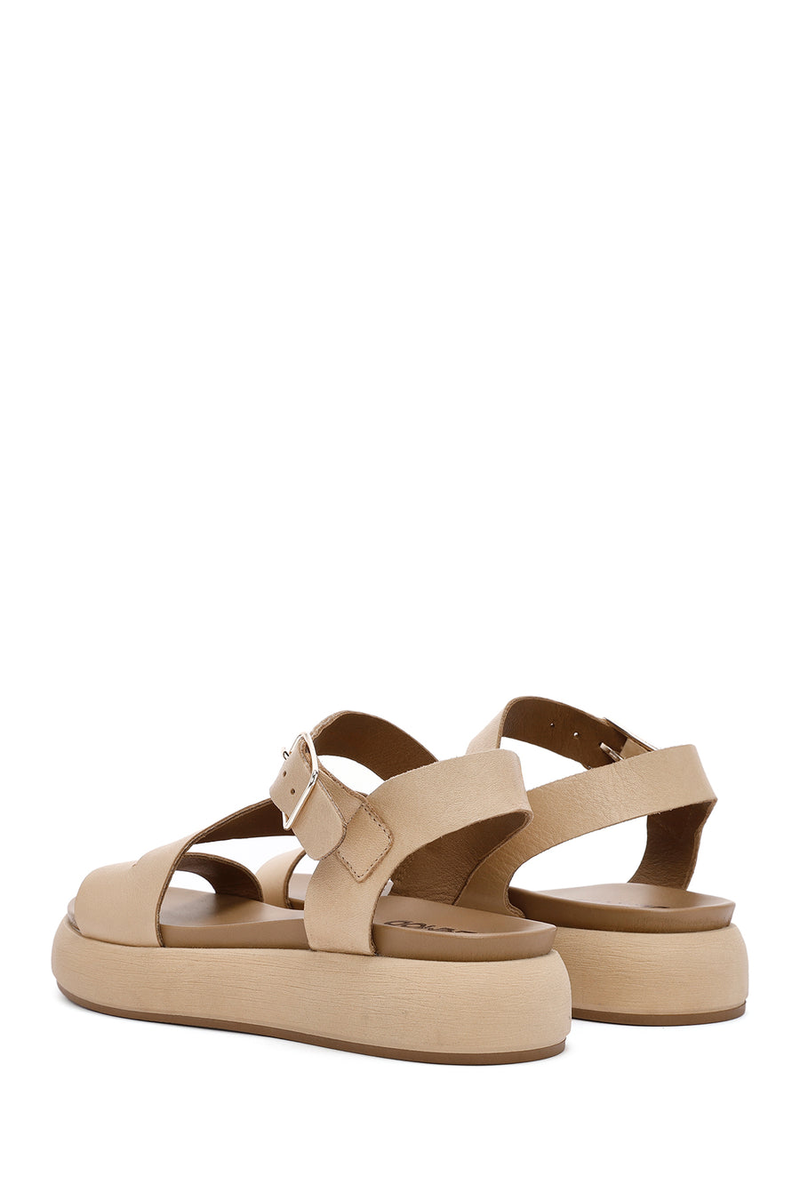 
Women's Brown Buckle Ankle Thick Sole Leather Sandal
