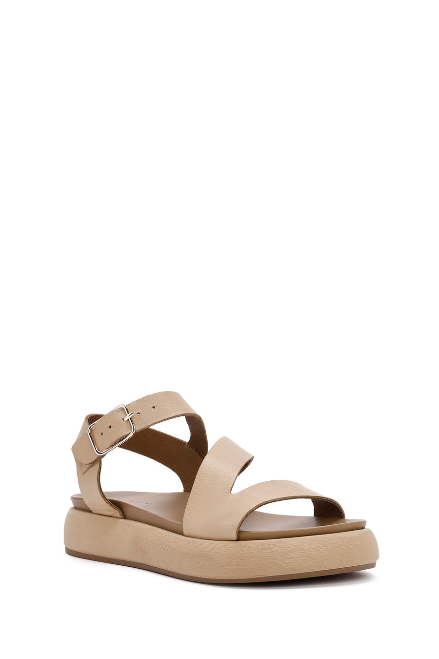 
Women's Brown Buckle Ankle Thick Sole Leather Sandal
