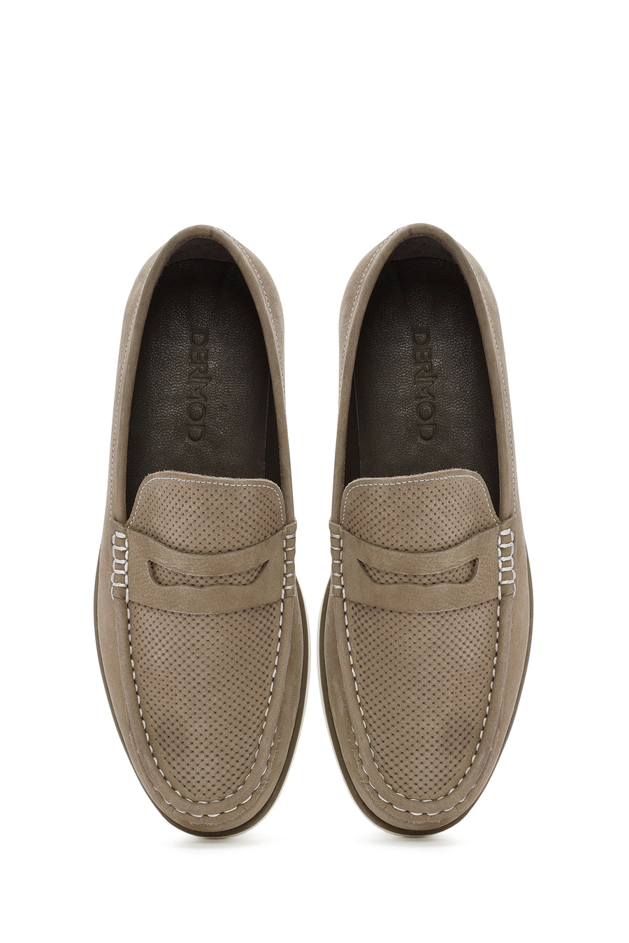 Erkek Vizon Nubuk Deri Casual Loafer