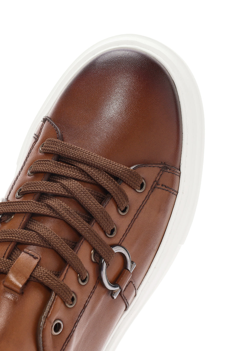 Erkek Taba Bağcıklı Kalın Tabanlı Deri Sneaker