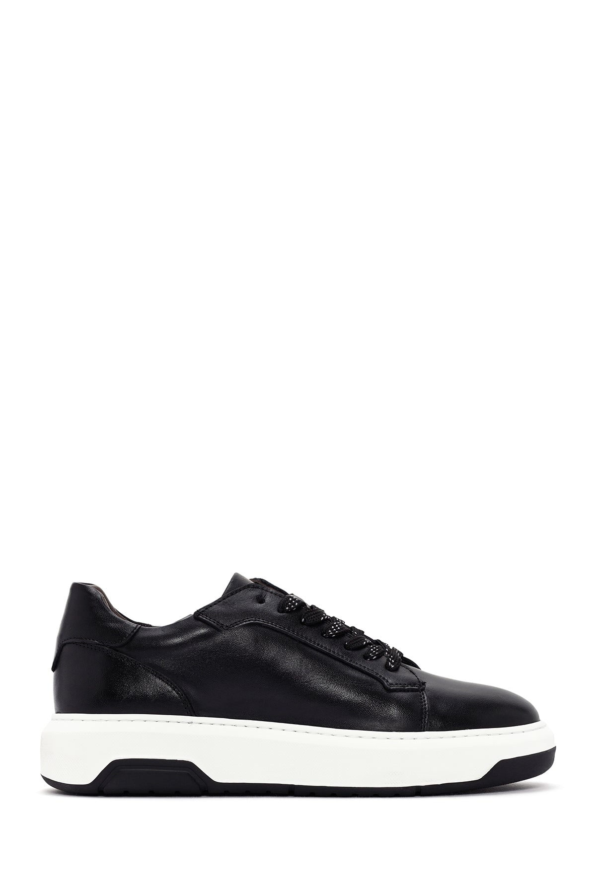 Men's Black Thick Sole Lace Up Leather Sneaker 24SFD602718 | Derimod