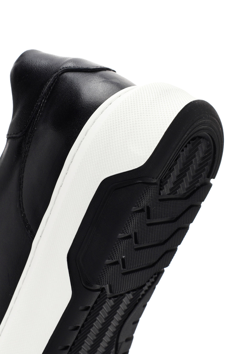 Erkek Siyah Kalın Tabanlı Bağcıklı Deri Sneaker