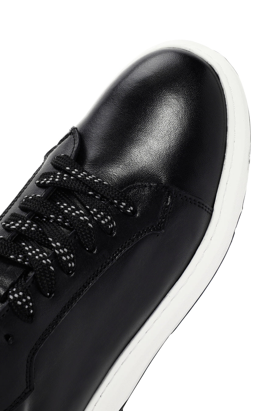 Erkek Siyah Kalın Tabanlı Bağcıklı Deri Sneaker