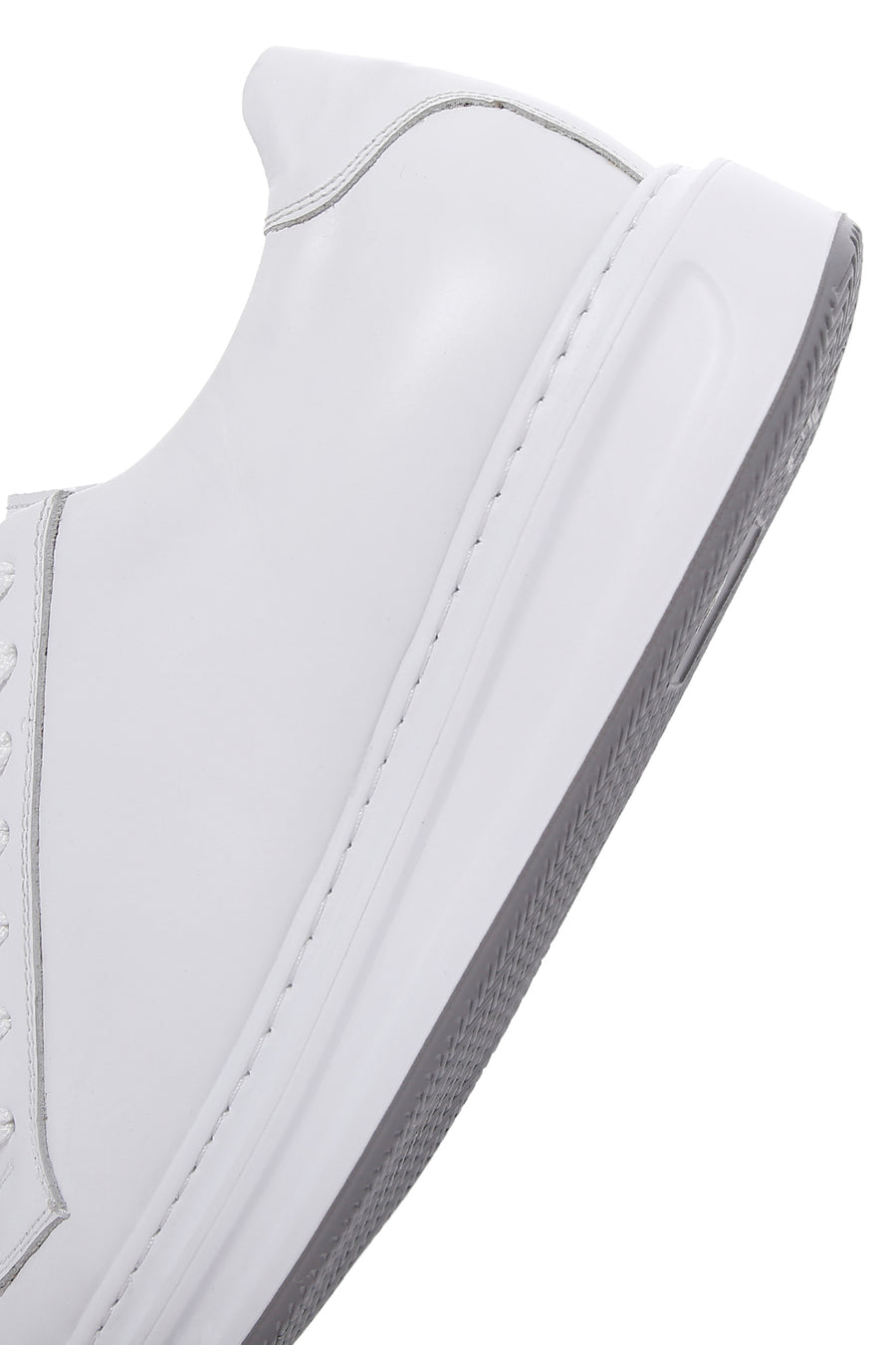 Men's White Lace-up Leather Sneaker