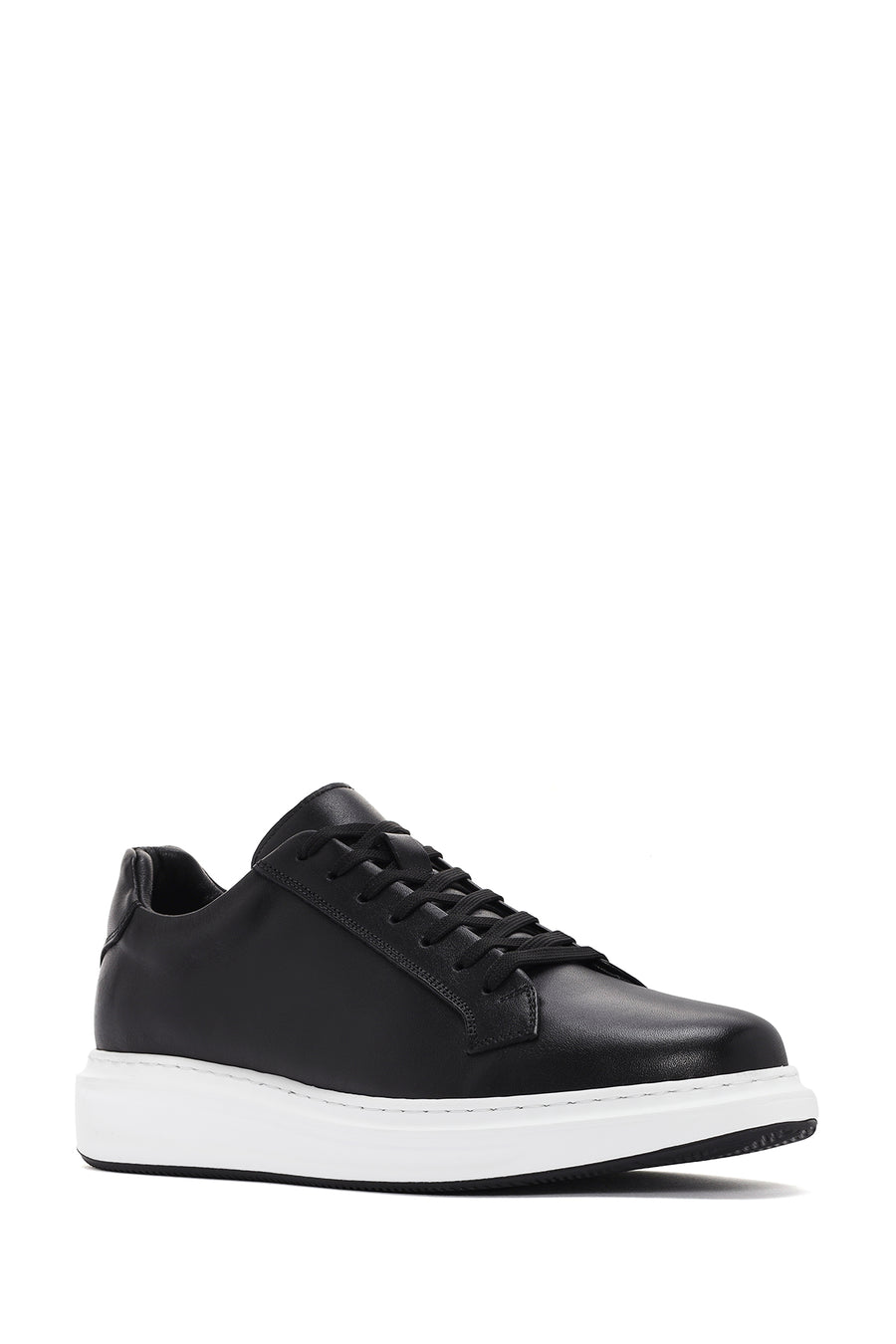 Men's Black Lace-up Leather Sneaker