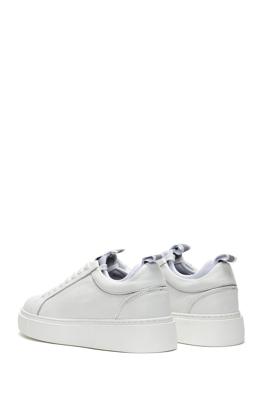 Men's White Lace-up Leather Sneaker