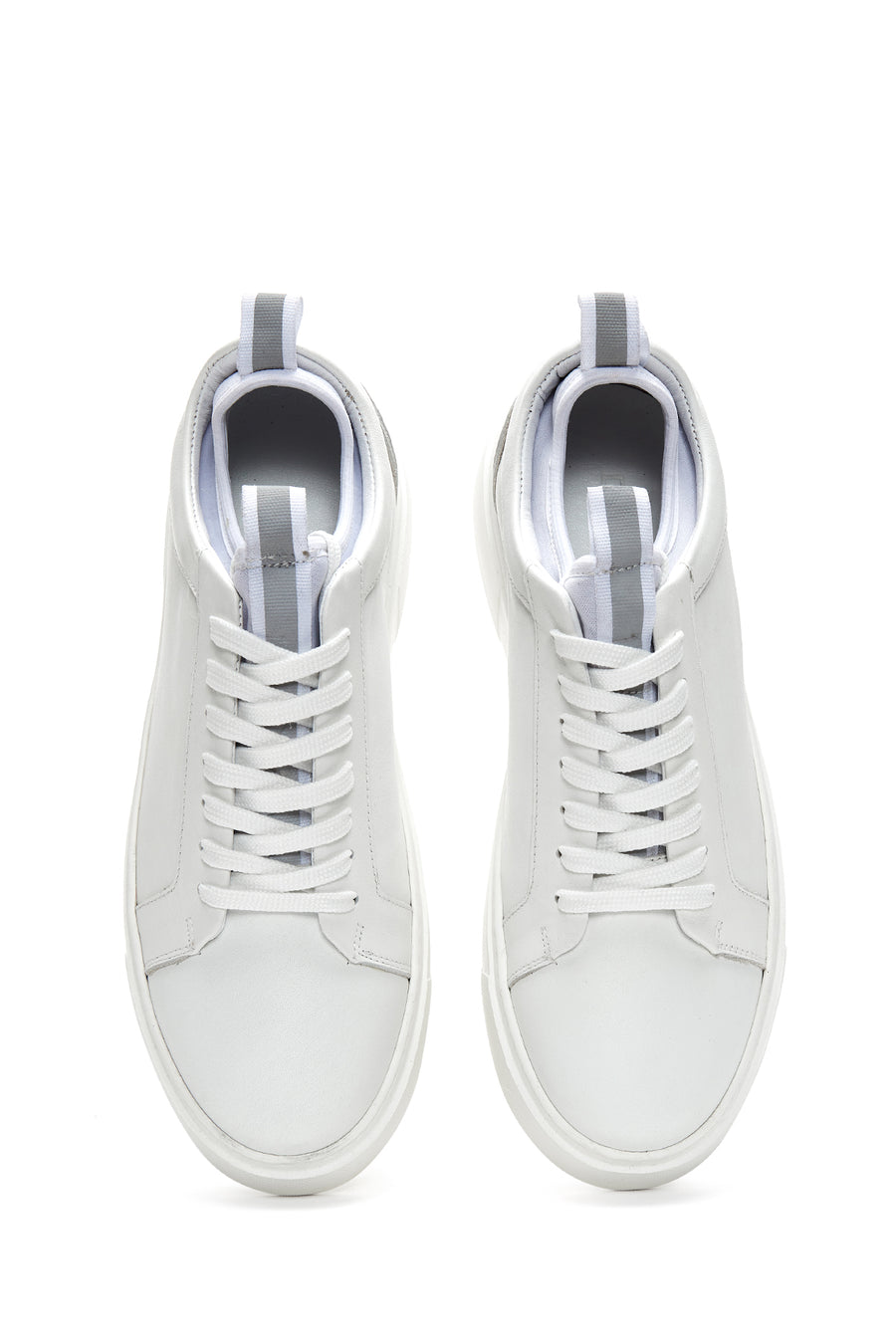Men's White Lace-up Leather Sneaker