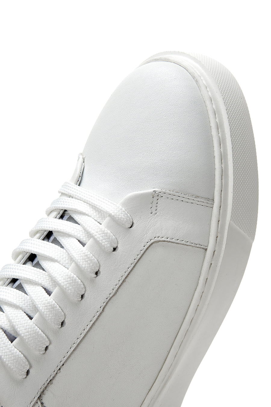 Men's White Lace-up Leather Sneaker