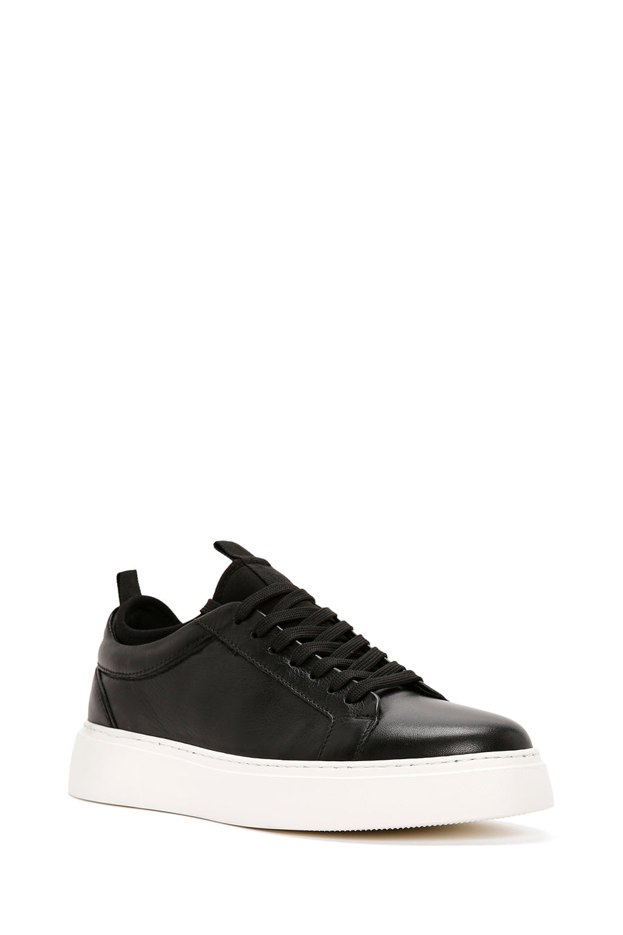 Men's Black Lace-up Leather Sneaker