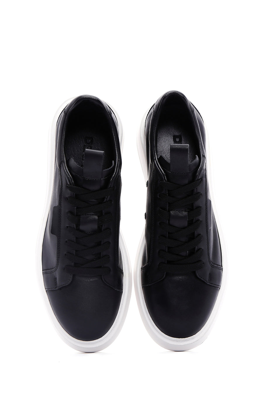 Erkek Siyah Bağcıklı Deri Sneaker