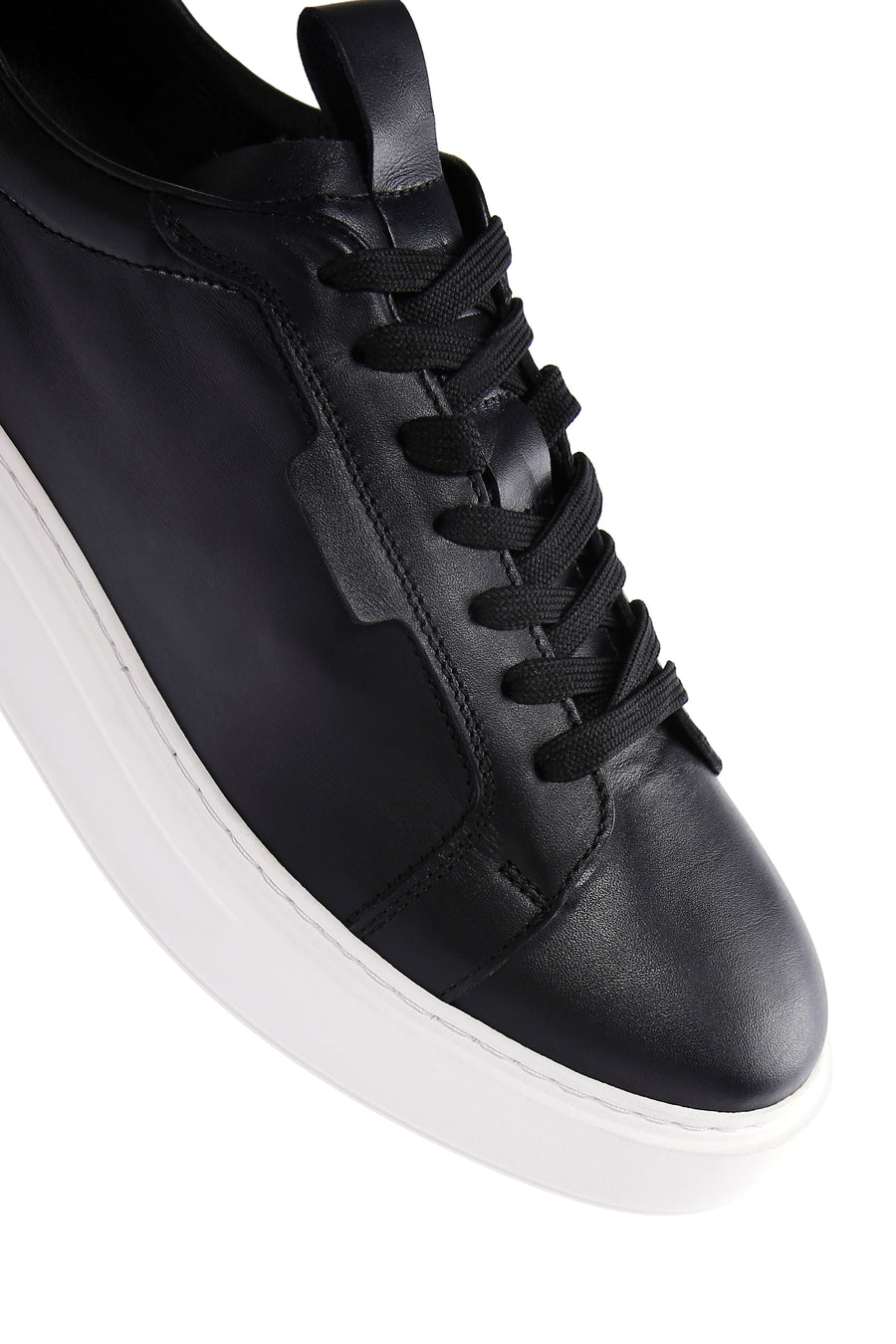 Erkek Siyah Bağcıklı Deri Sneaker