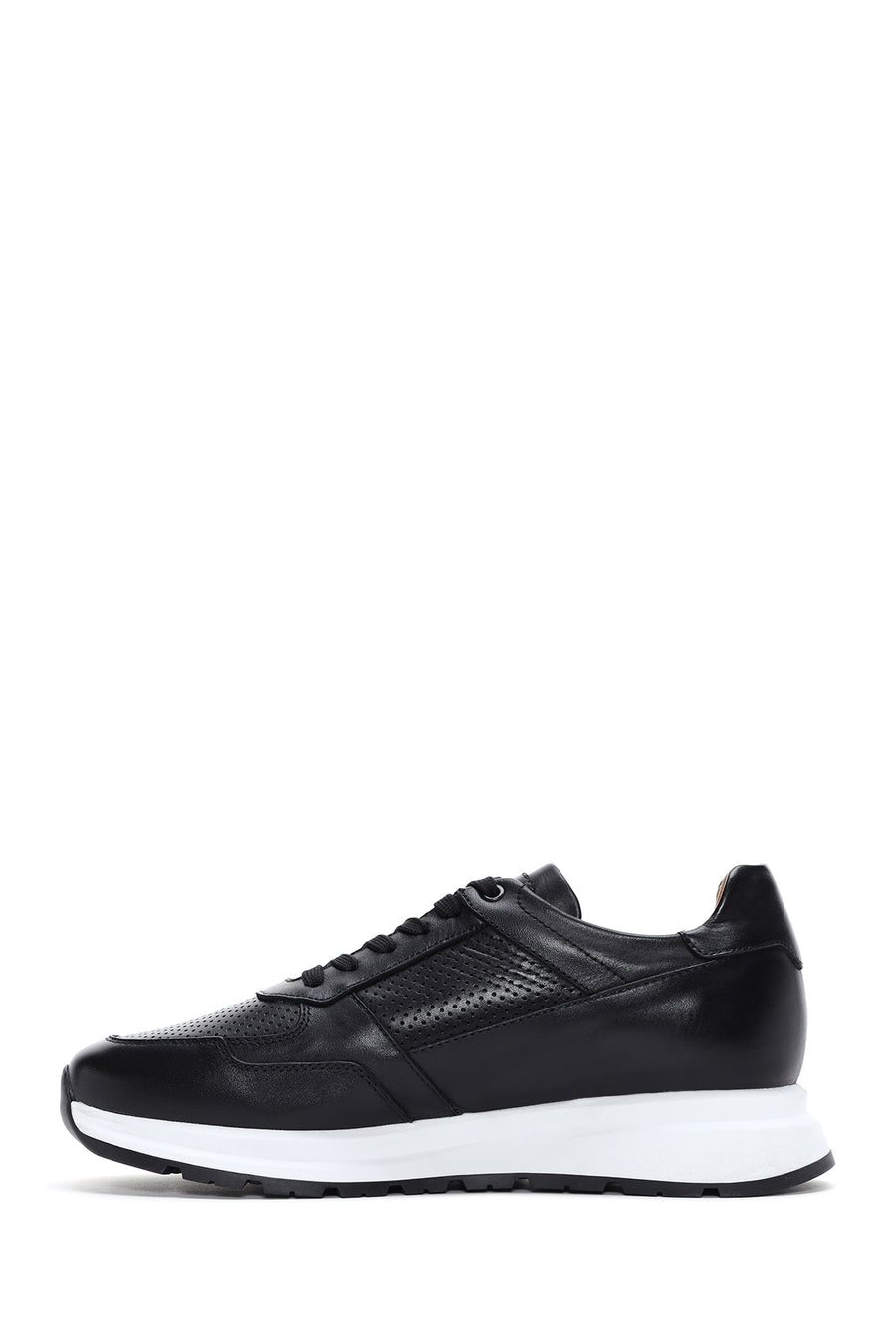 Men's Black Lace-Up Leather Casual Sneaker