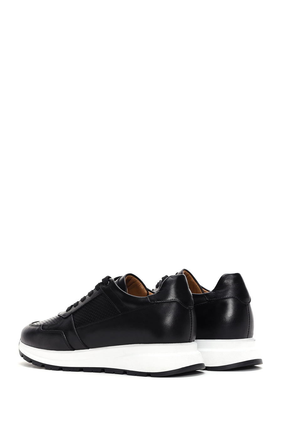 Men's Black Lace-Up Leather Casual Sneaker