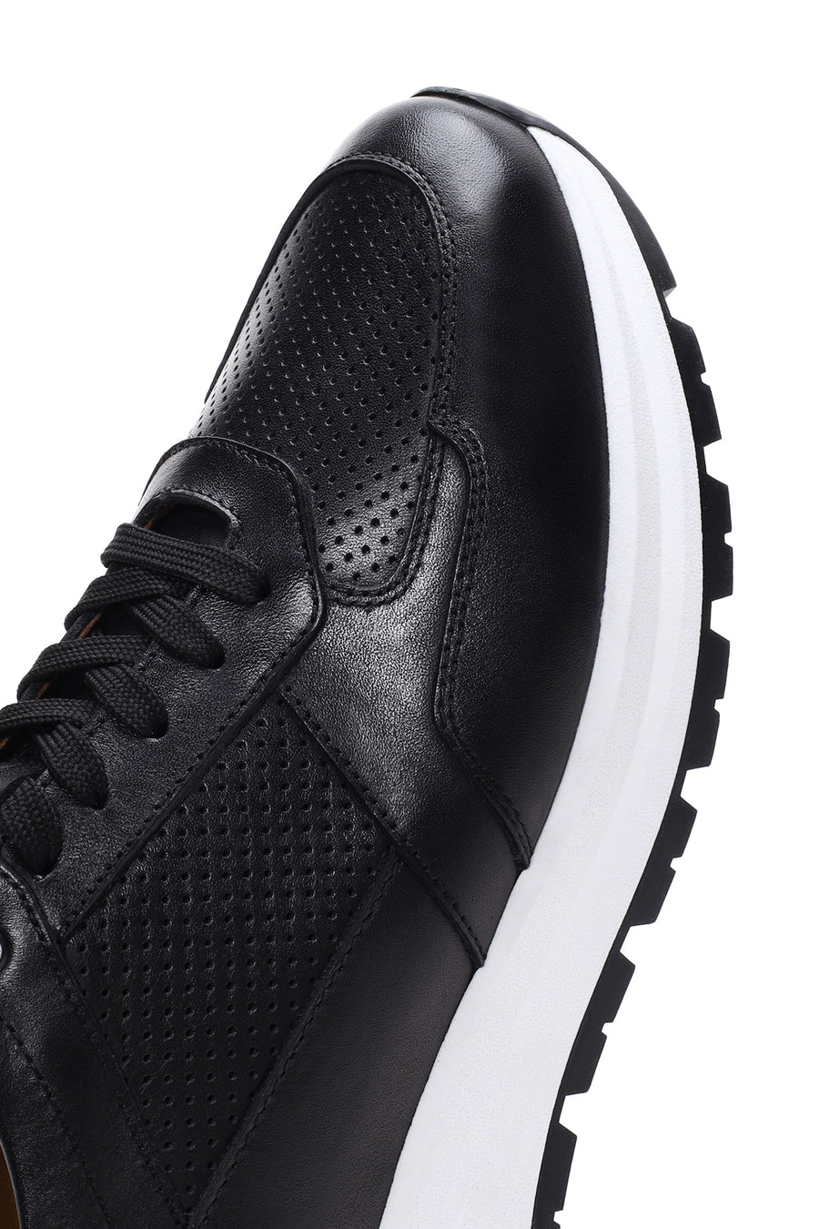 Men's Black Lace-Up Leather Casual Sneaker