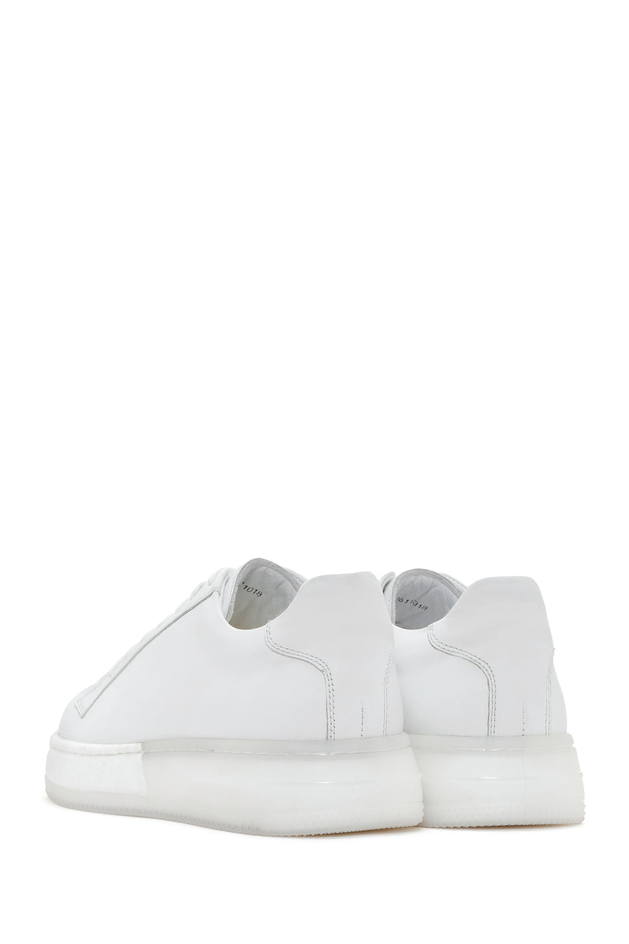 Erkek Beyaz Kalın Tabanlı Deri Sneaker