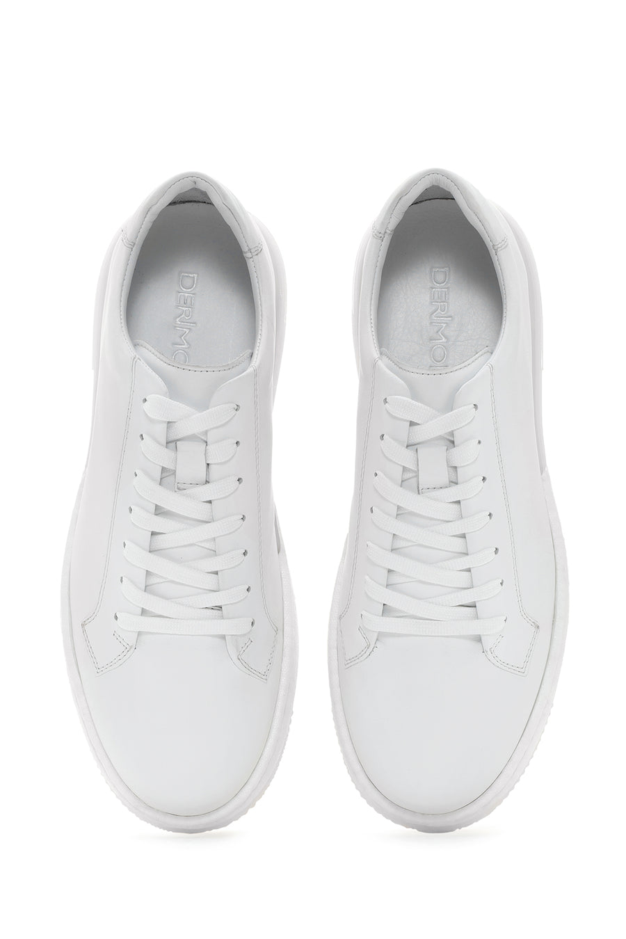 Erkek Beyaz Kalın Tabanlı Deri Sneaker