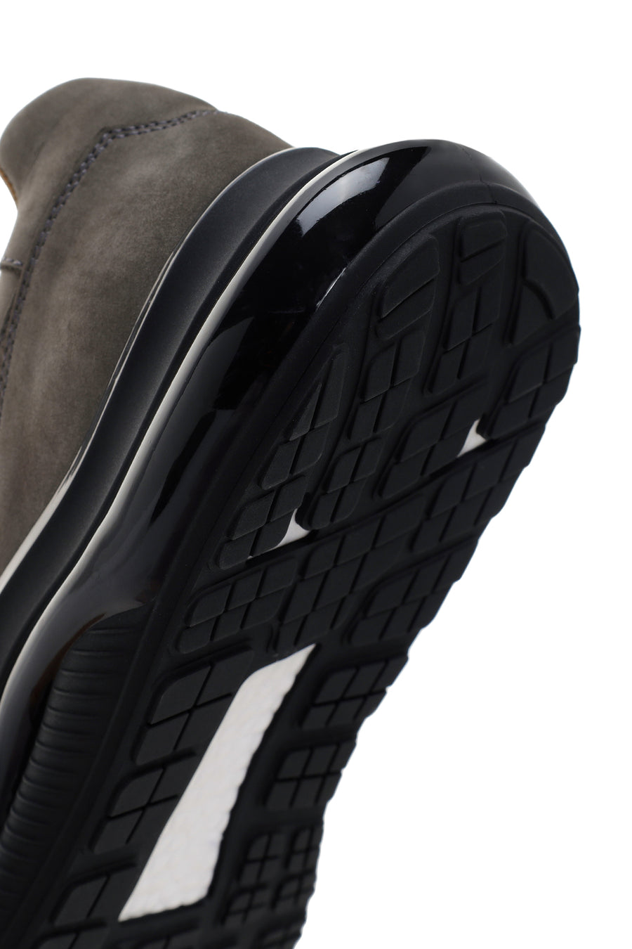 Erkek Siyah Koyu Gri Kalın Tabanlı Nubuk Deri Sneaker