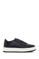 Men's Navy Blue Lace-up Thick-Sole Leather Sneaker | Derimod