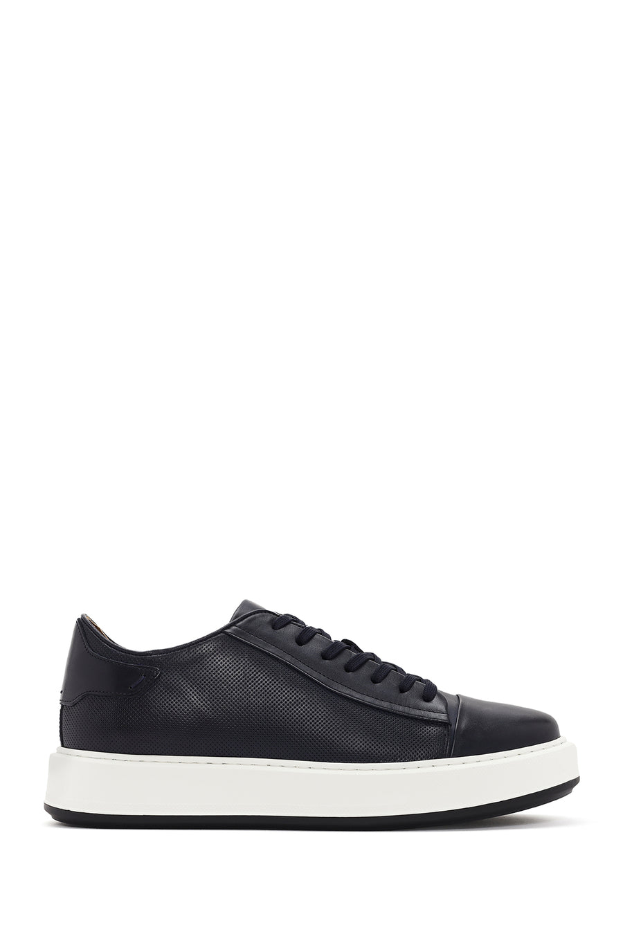 Men's Navy Blue Lace-up Thick-Sole Leather Sneaker 24SFD6115DI | Derimod