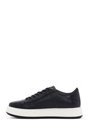 Men's Navy Blue Lace-up Thick-Sole Leather Sneaker | Derimod