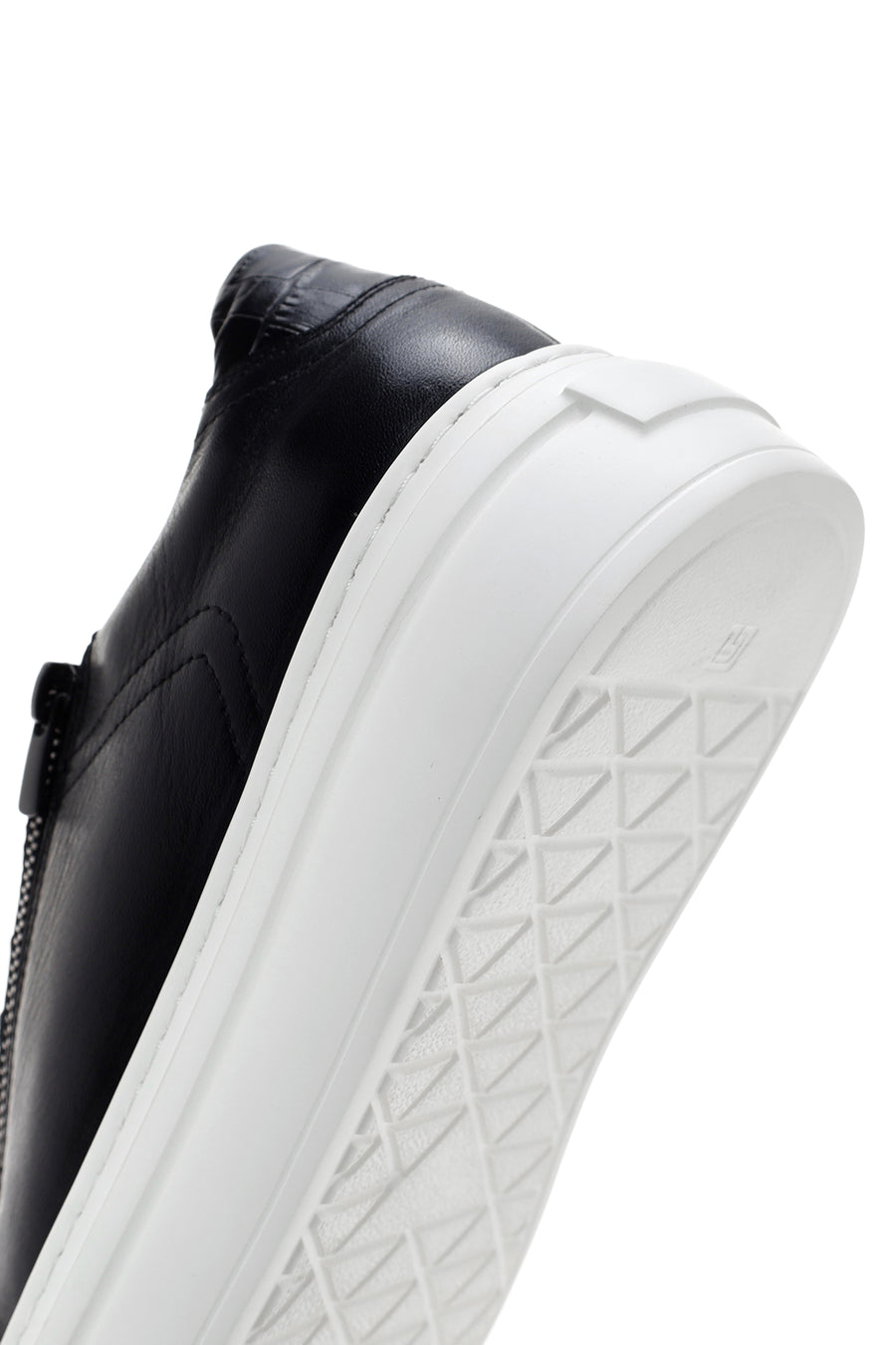Erkek Siyah Kalın Tabanlı Bağcıklı Deri Sneaker