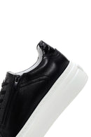 Erkek Siyah Kalın Tabanlı Bağcıklı Deri Sneaker | Derimod