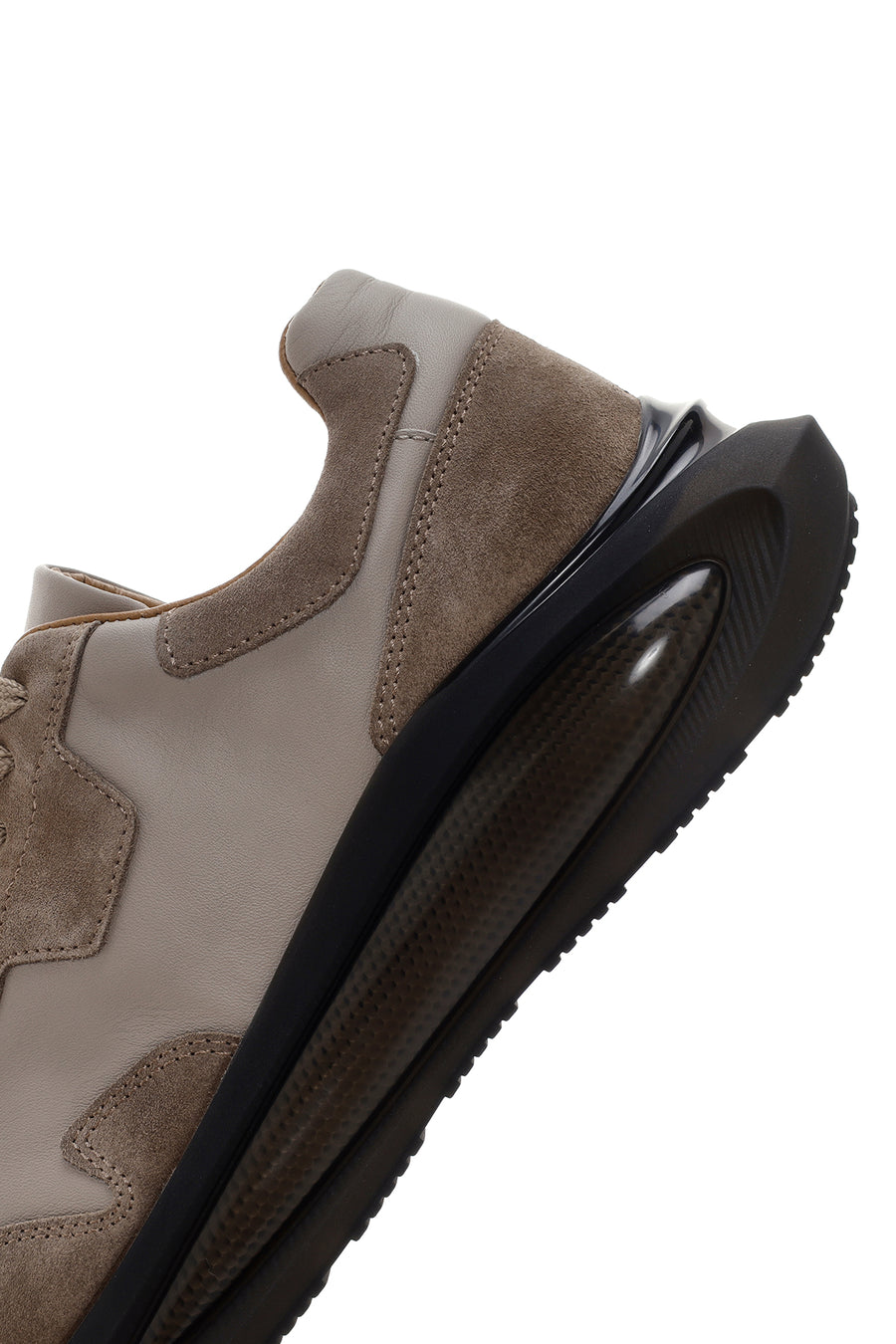 Erkek Vizon Kalın Tabanlı Bağcıklı Deri Sneaker