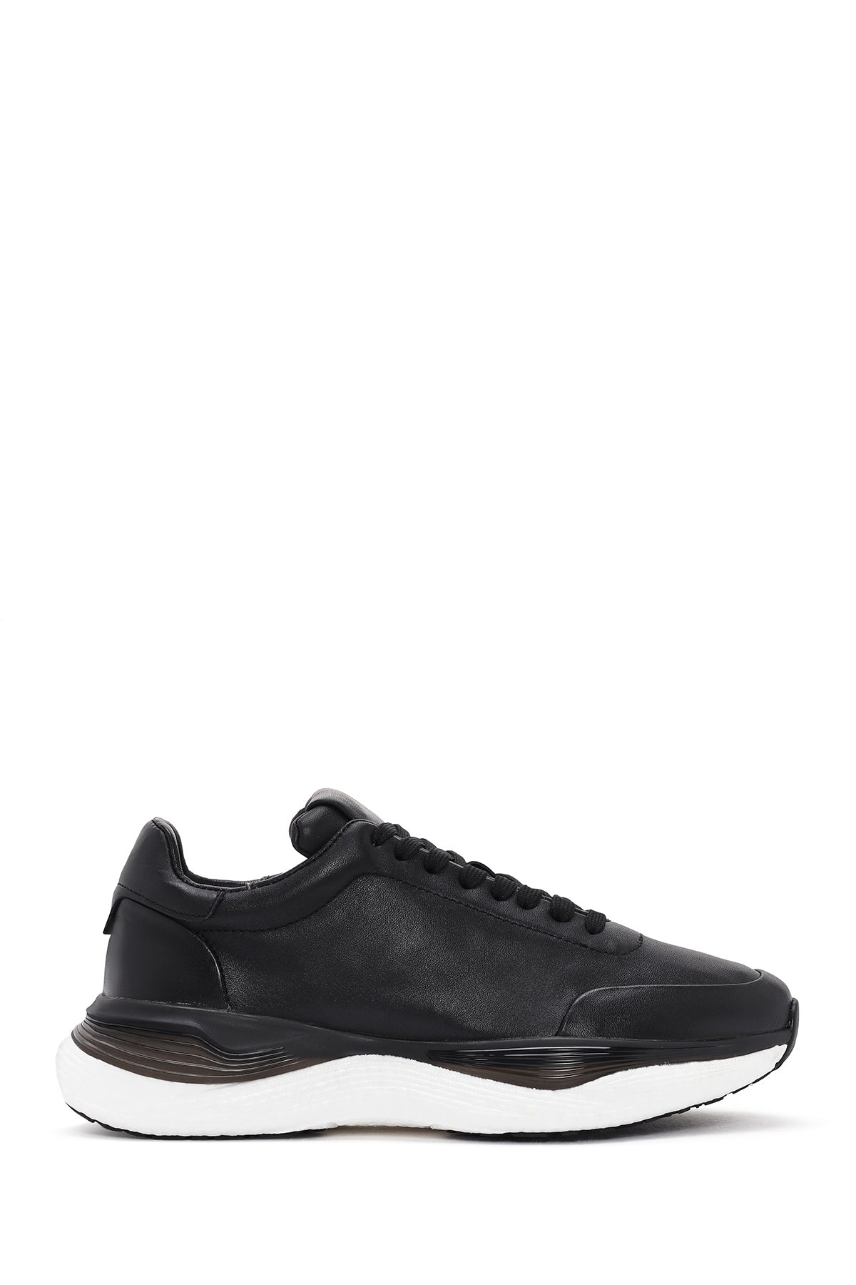 Men's Black Lace-up Thick-Sole Leather Sneaker 24SFD612318 | Derimod