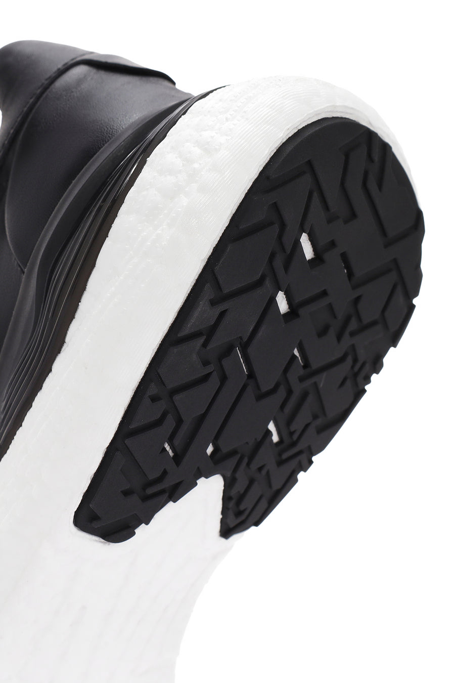 Men's Black Lace-up Thick-Sole Leather Sneaker