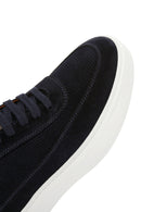 Men's Navy Blue Lace-Up Thick Soled Suede Leather Sneaker | Derimod