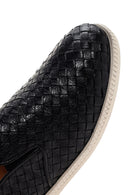 Men's Black Knit Leather Casual Loafer | Derimod