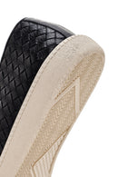 Men's Black Knit Leather Casual Loafer | Derimod