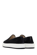 Men's Black Thick Soled Knit Leather Casual Loafer | Derimod