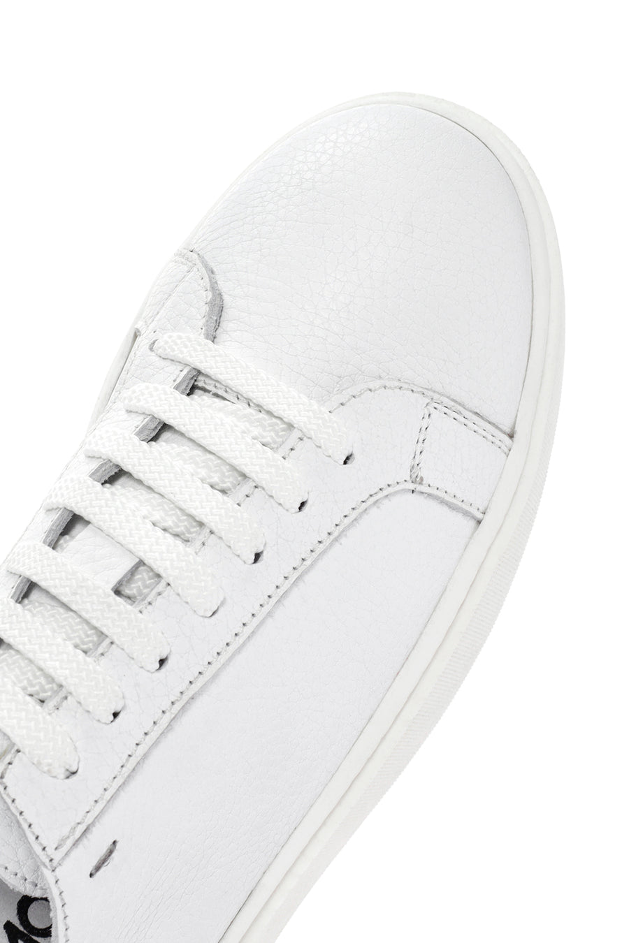 Erkek Beyaz Bağcıklı Deri Sneaker
