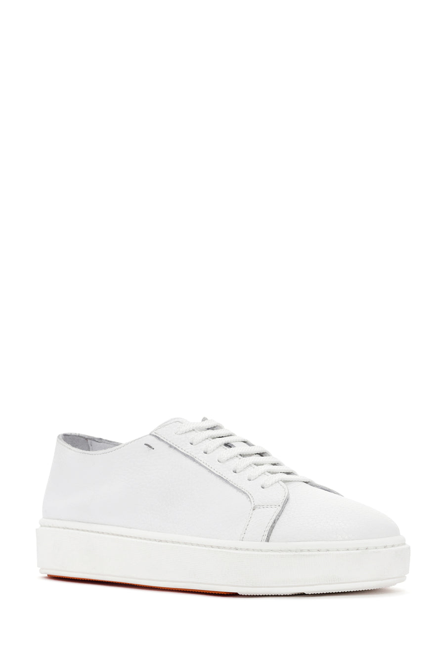 Erkek Beyaz Bağcıklı Deri Sneaker